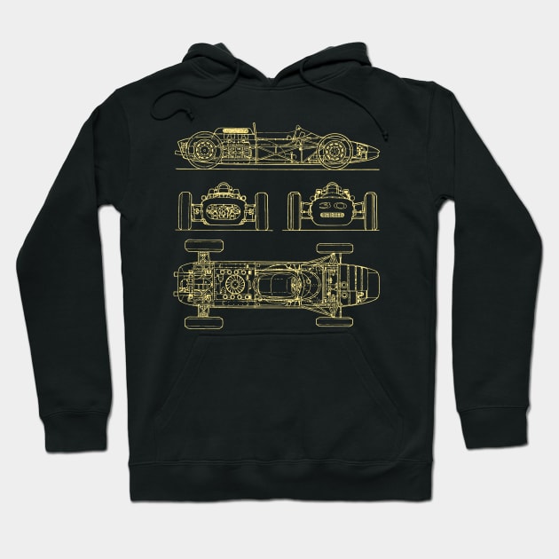 f1 car old blueprint Hoodie by Lamink